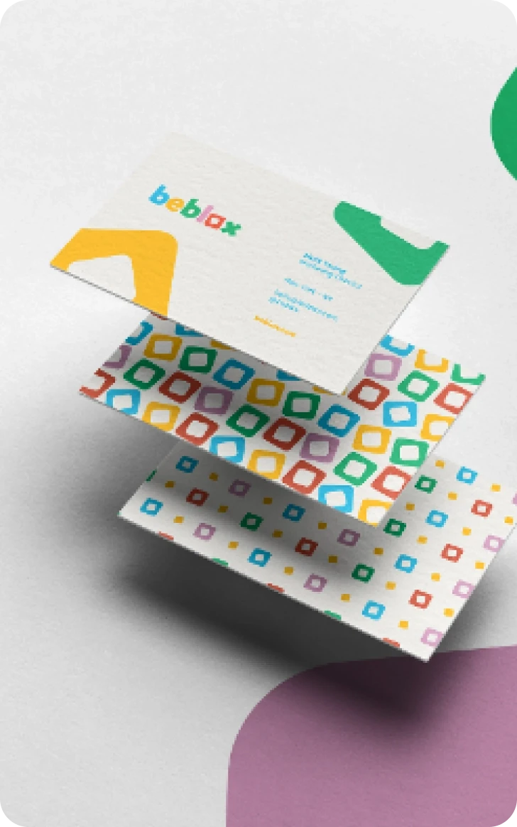 Beblox stationery with the brand pattern