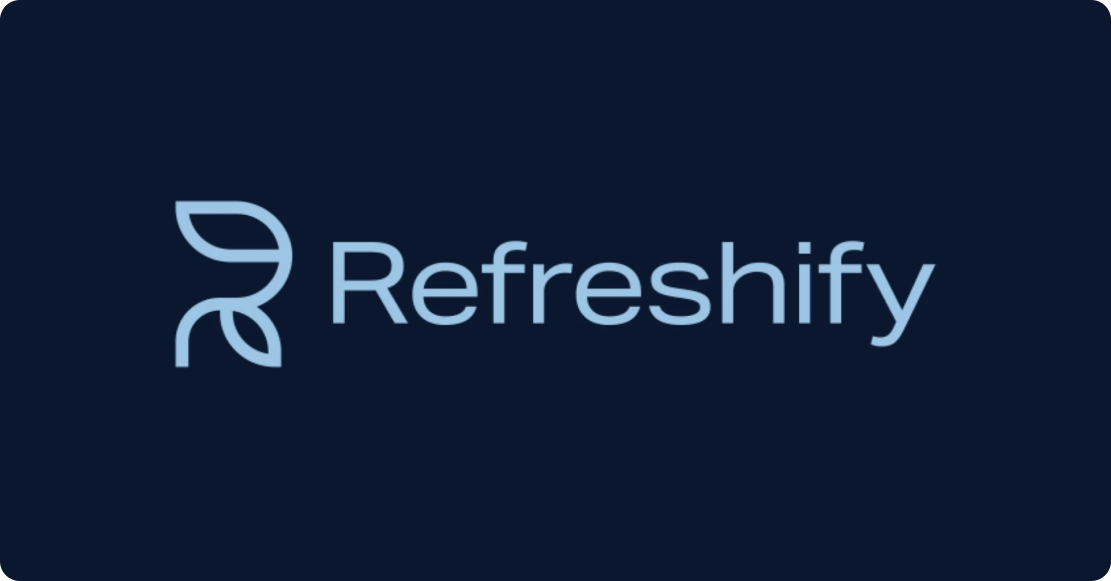 Refreshify logo on a navy card