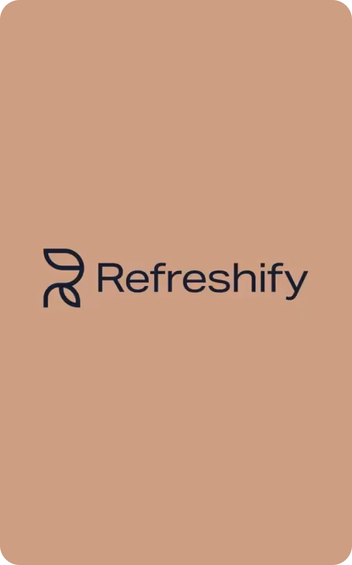 Refreshify wordmark on a peach background